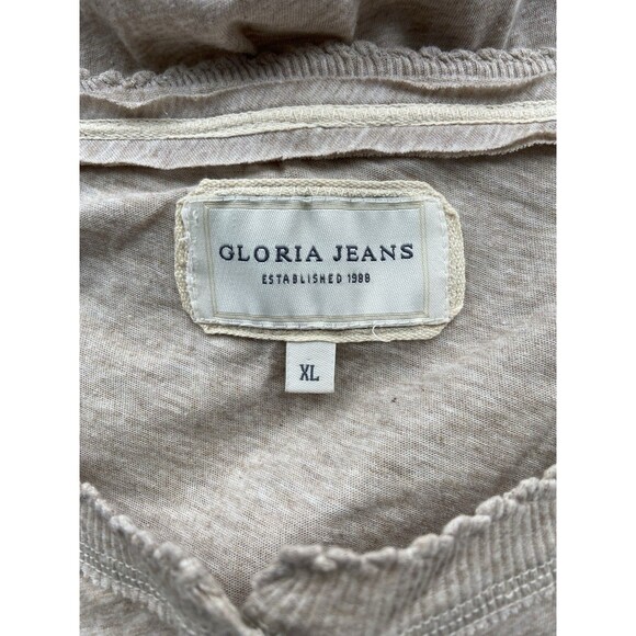 Womens Y2K Scoop Neck Fitted Henley Top Size XL Oatmeal Mallcore Layer Twilight - Picture 6 of 9